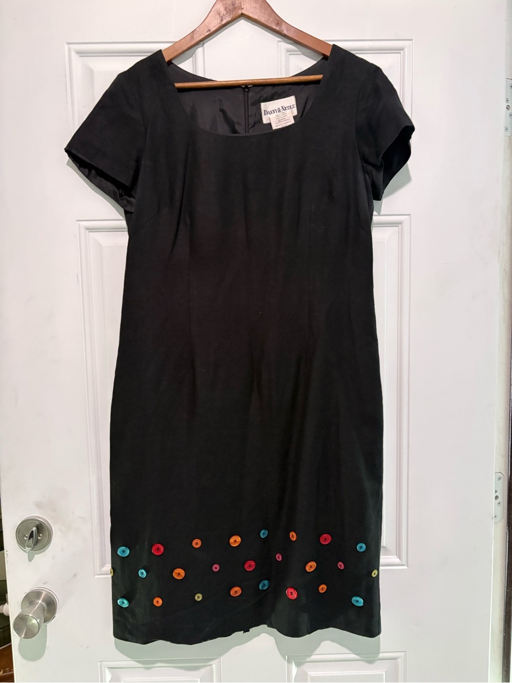 Danny & Nicole Black Short-Sleeve Dress with Multicolor Hem Buttons